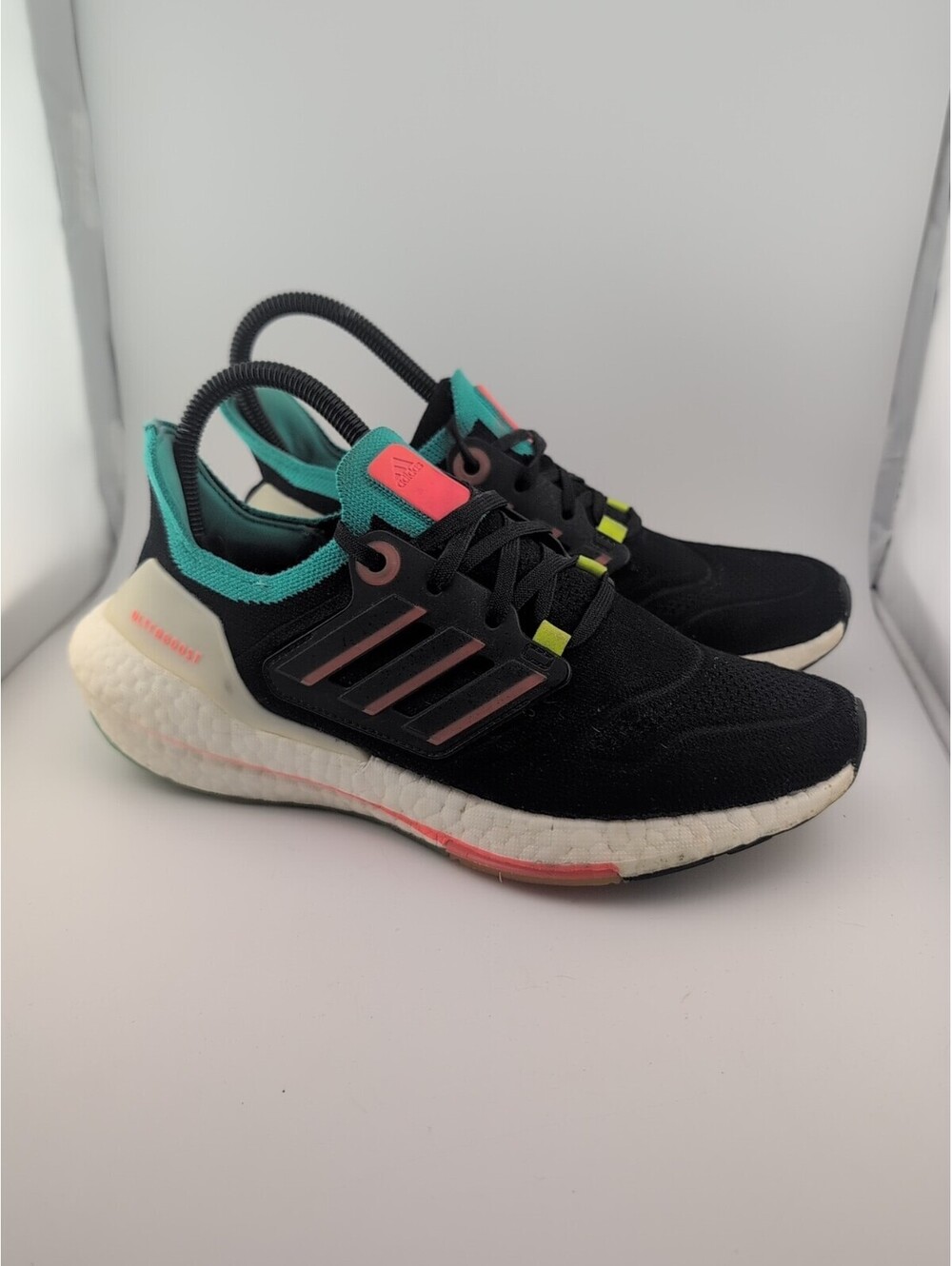 Adidas Men's Size 5.5 Ultra Boost 22 Black Turbo Mint Rush Sneakers Ultraboost